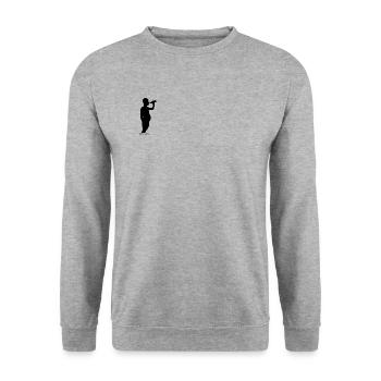 Bierbauch Schwarz - Unisex Pullover - Weißgrau meliert - Vorne - Alina (178cm) & Michal (187cm)