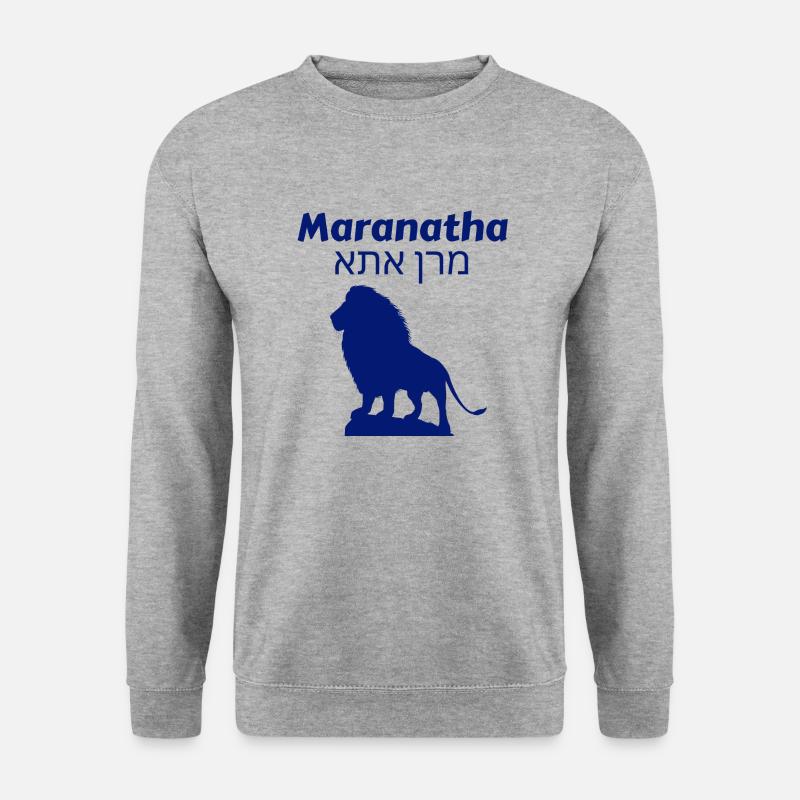 Maranatha blau - Unisex Pullover - Weißgrau meliert