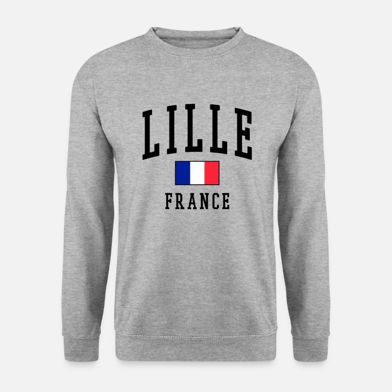Lille - Frankreich - Flagge - Unisex Pullover - Weißgrau meliert