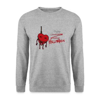 Happy Halloween - valentine day - horror - Unisex Pullover - Weißgrau meliert - Vorne - Alina (178cm) & Michal (187cm)