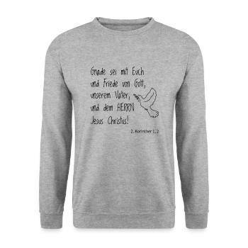 Segensspruch Glaube für Gläubige Taufe Gott Bibel - Unisex Pullover - Weißgrau meliert - Vorne - Alina (178cm) & Michal (187cm)