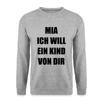 Mia Ich Will Ein Kind Von Dir - Unisex Pullover - Weißgrau meliert - Vorne - Alina (178cm) & Michal (187cm)