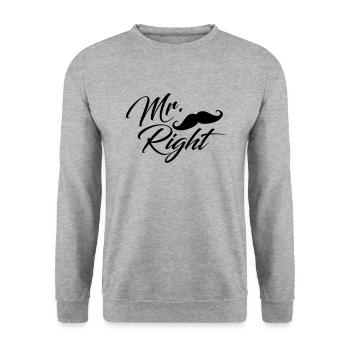 Mr. Right - Unisex Pullover - Weißgrau meliert - Vorne - Alina (178cm) & Michal (187cm)