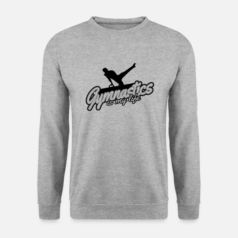 Turnen- Gymnastics is my life Turner Design - Unisex Pullover - Weißgrau meliert