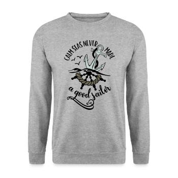 SAILOR ANCHOR SEA SAILORS SEAMEN SEA MOIN COAST MOTIFS - Unisex Sweatshirt - salt & pepper - Front - Alina (178cm) & Michal (187cm)