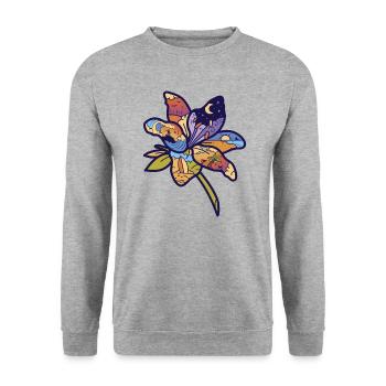 Blume - Unisex Pullover - Weißgrau meliert - Vorne - Alina (178cm) & Michal (187cm)