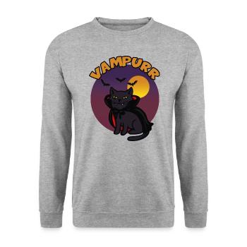 Chat mignon vampire Chat noir drôle vampurr - Sweat-shirt Unisexe - gris chiné - Devant - Alina (178cm) & Michal (187cm)