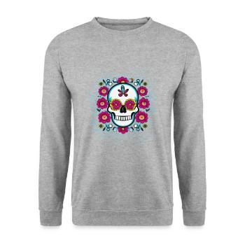 SKull for Shirt - Unisex Pullover - Weißgrau meliert - Vorne - Alina (178cm) & Michal (187cm)