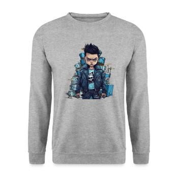 Drummer Drums Schlagzeug - Unisex Pullover - Weißgrau meliert - Vorne - Alina (178cm) & Michal (187cm)