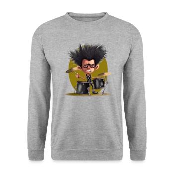 Drummer man - Unisex Pullover - Weißgrau meliert - Vorne - Alina (178cm) & Michal (187cm)