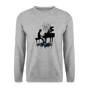 Piano Spieler - Unisex Pullover - Weißgrau meliert - Vorne - Alina (178cm) & Michal (187cm)