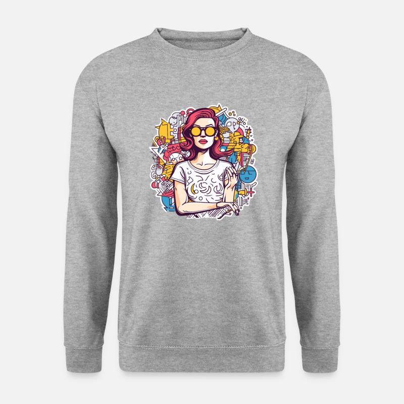 Frau - Unisex Pullover - Weißgrau meliert