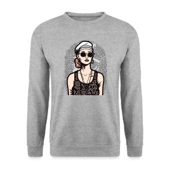 Frau - Unisex Pullover - Weißgrau meliert - Vorne - Alina (178cm) & Michal (187cm)