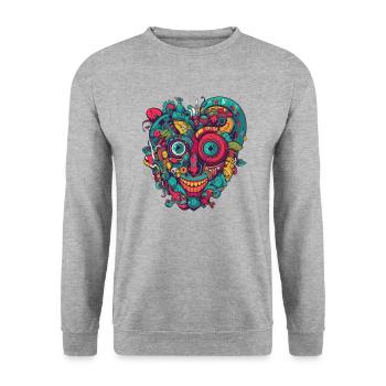 Herz Liebe - Unisex Pullover - Weißgrau meliert - Vorne - Alina (178cm) & Michal (187cm)