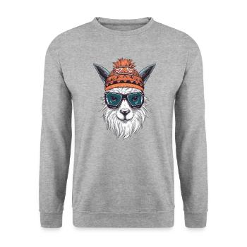 Lama Wintersport - Unisex Pullover - Weißgrau meliert - Vorne - Alina (178cm) & Michal (187cm)