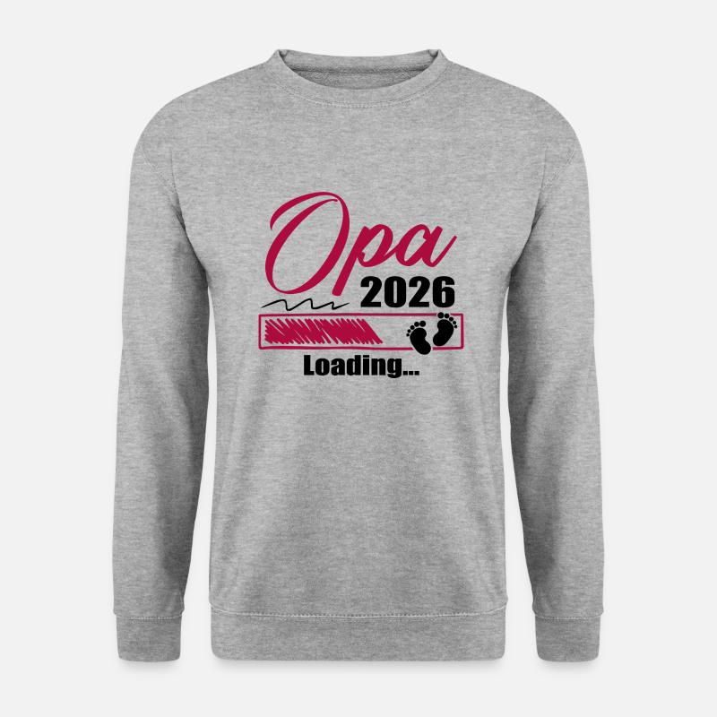 Werdender Opa 2026 Opa loading Geschenk Männer - Unisex Pullover - Weißgrau meliert