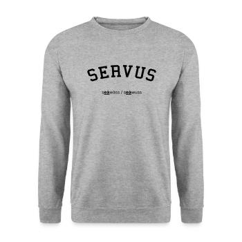 Servus Collegestyle - Unisex Pullover - Weißgrau meliert - Vorne - Alina (178cm) & Michal (187cm)