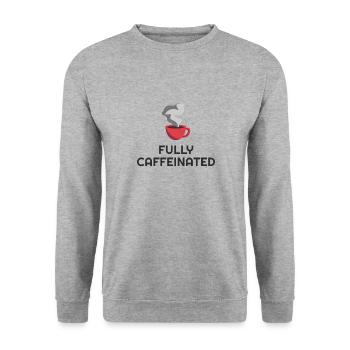 Fully Caffeinated Lustige Kaffee Sprüche Barista - Unisex Pullover - Weißgrau meliert - Vorne - Alina (178cm) & Michal (187cm)