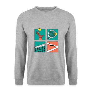 Cool Tennis Illustration Tennis Player Coach - Unisex Sweatshirt - salt & pepper - Front - Alina (178cm) & Michal (187cm)