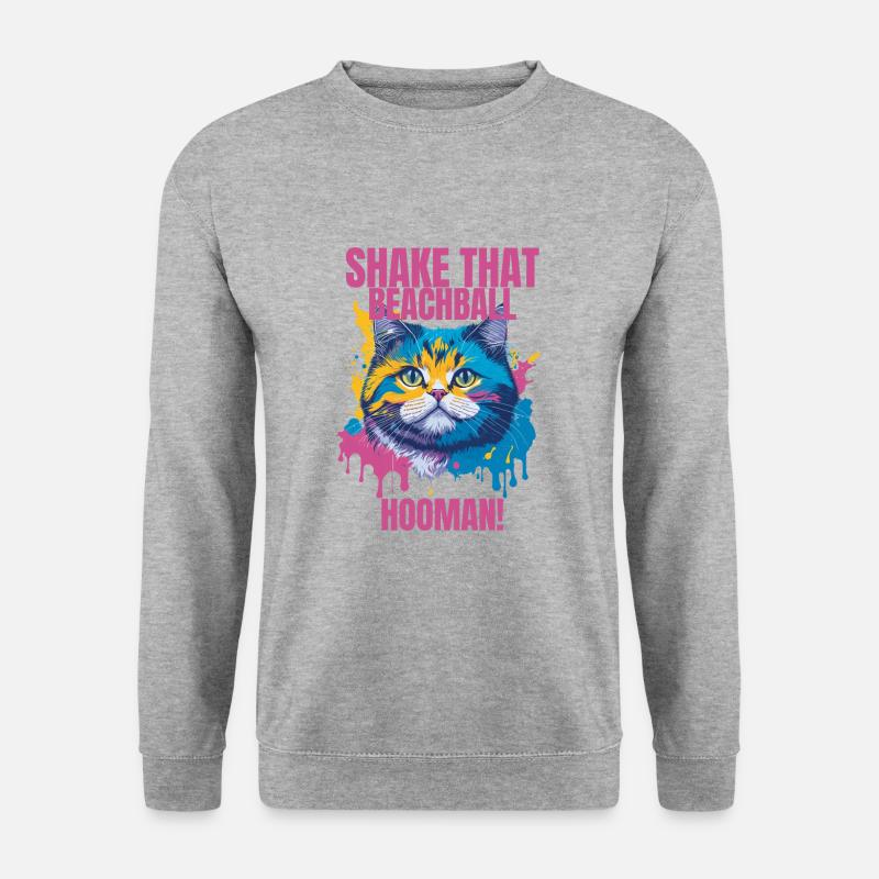 Spritzige Schnurrhaare Sommerkatze - Unisex Pullover - Weißgrau meliert