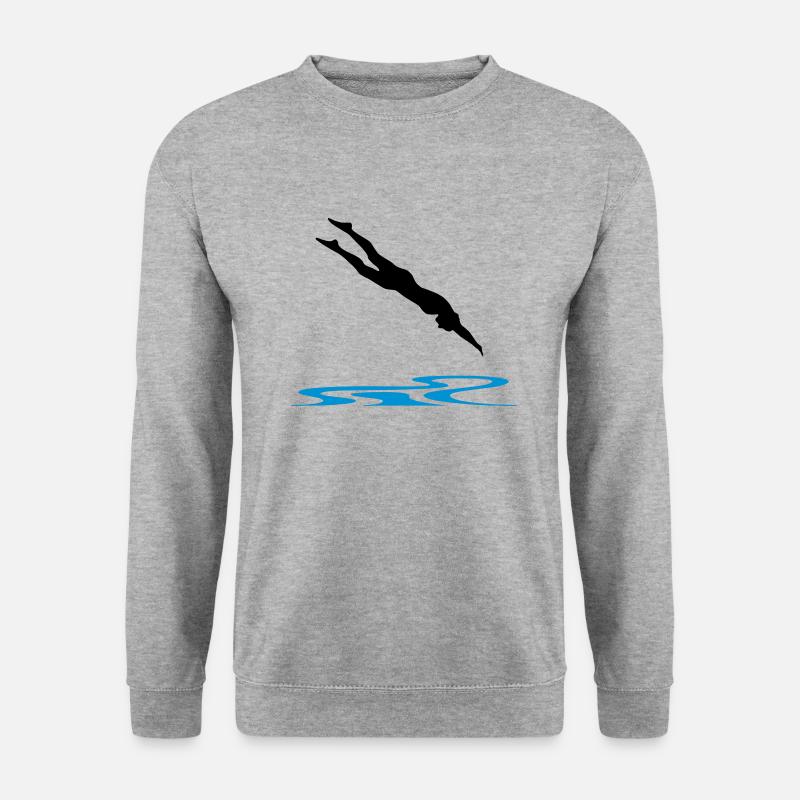 Schwimmerin, Schwimmen - Unisex Pullover - Weißgrau meliert