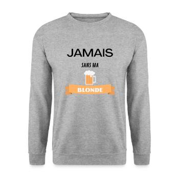 T-shirt humoristique bière humour - Sweat-shirt Unisexe - gris chiné - Devant - Alina (178cm) & Michal (187cm)