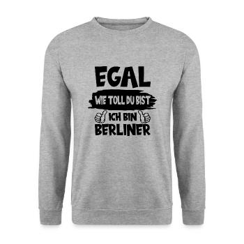 ICH BIN BERLINER BERLIN - Unisex Pullover - Weißgrau meliert - Vorne - Alina (178cm) & Michal (187cm)