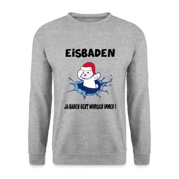 Bain de glace Ours polaire Bain de glace Nageur d’hiver Piscine d’hiver - Sweat-shirt Unisexe - gris chiné - Devant - Alina (178cm) & Michal (187cm)