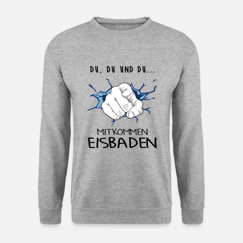 Eisbaden Winterbader-Motivation Eisbader - Unisex Pullover - Weißgrau meliert