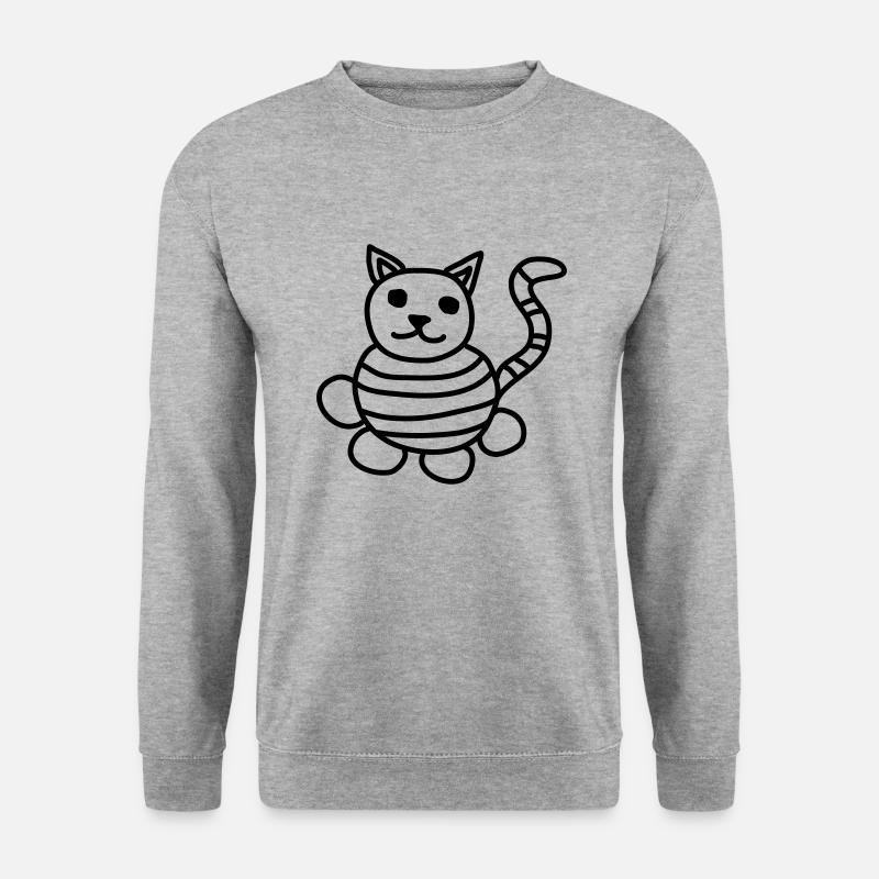 Katze Kinderzeichnung - Unisex Pullover - Weißgrau meliert