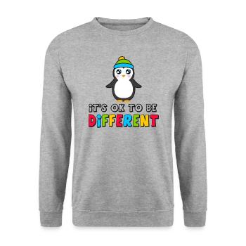 Autisme Pingouin Sensibilisation Autisme être différent ok - Sweat-shirt Unisexe - gris chiné - Devant - Alina (178cm) & Michal (187cm)
