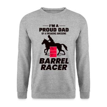 Barrel Racer Pferderennen Rodeo Papa Vatertag - Unisex Pullover - Weißgrau meliert - Vorne - Alina (178cm) & Michal (187cm)