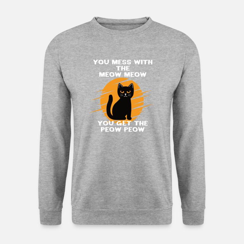 Katze die man nicht ärgern sollte. - Unisex Pullover - Weißgrau meliert