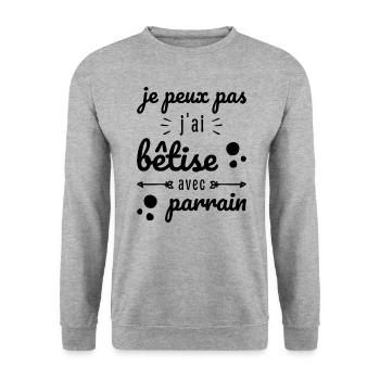 I Can't I Messed Up With Godfather Humor Gift - Unisex Sweatshirt - salt & pepper - Front - Alina (178cm) & Michal (187cm)
