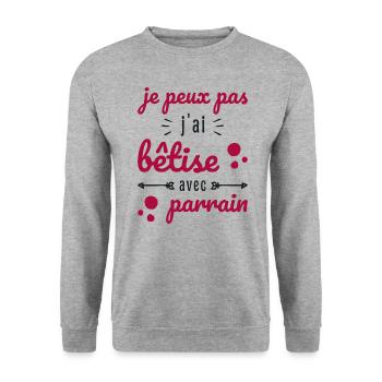 I Can't I Messed Up With Godfather Humor Gift - Unisex Sweatshirt - salt & pepper - Front - Alina (178cm) & Michal (187cm)