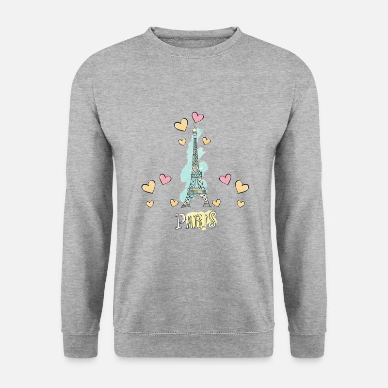 Paris Frankreich Eiffelturm Herzen - Unisex Pullover - Weißgrau meliert
