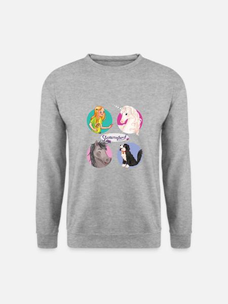 Sternenschweif Laura Und Fleck In Kreisen - Unisex Pullover - Weißgrau meliert