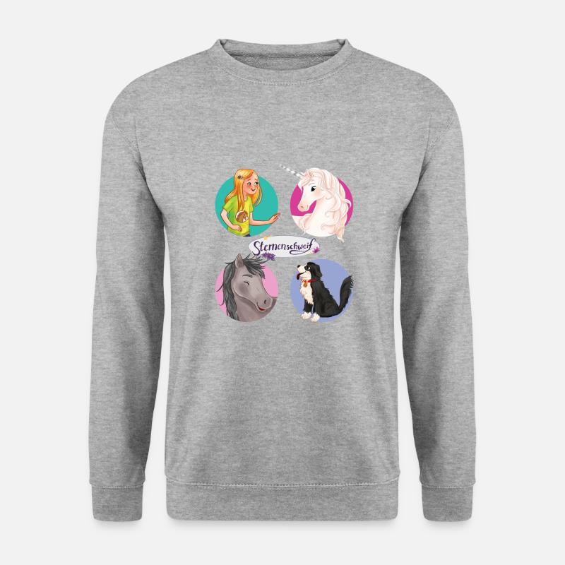 Sternenschweif Laura Und Fleck In Kreisen - Unisex Pullover - Weißgrau meliert