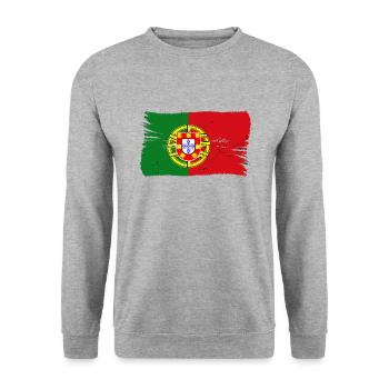 Drapeau du Portugal Utilisé Look Drapeau portugais - Sweat-shirt Unisexe - gris chiné - Devant - Alina (178cm) & Michal (187cm)