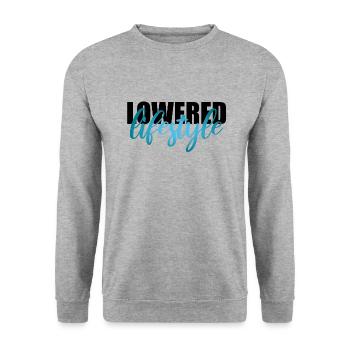 Lowered Lifestyle Tuning - schwarz türkis - Unisex Pullover - Weißgrau meliert - Vorne - Alina (178cm) & Michal (187cm)
