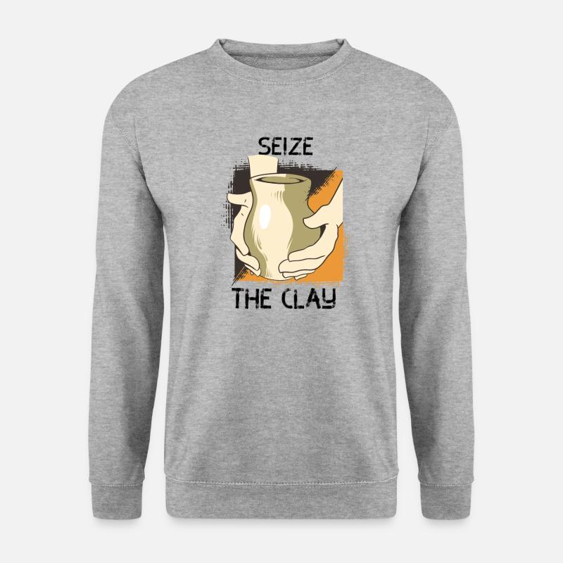 Lustige Keramik - Unisex Pullover - Weißgrau meliert