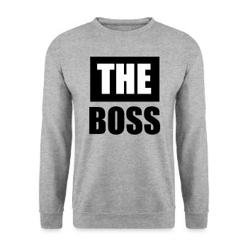 THE BOSS ❤ Partnerlook - Unisex Pullover - Weißgrau meliert - Vorne - Alina (178cm) & Michal (187cm)