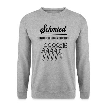 Schmied Chef Firmengründung Selbstständigkeit - Unisex Pullover - Weißgrau meliert - Vorne - Alina (178cm) & Michal (187cm)