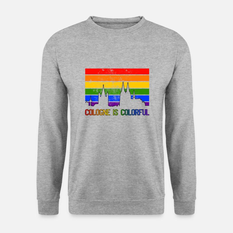 Cologne is colorful LGBT Gay Pride Regenbogen CSD - Unisex Pullover - Weißgrau meliert