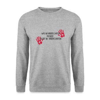 Kindergarten - Unisex Pullover - Weißgrau meliert - Vorne - Alina (178cm) & Michal (187cm)