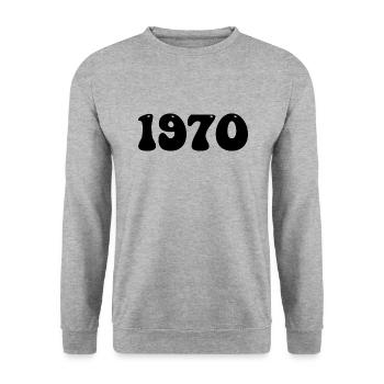 Cadeau d’anniversaire original de 1970 - Sweat-shirt Unisexe - gris chiné - Devant - Alina (178cm) & Michal (187cm)