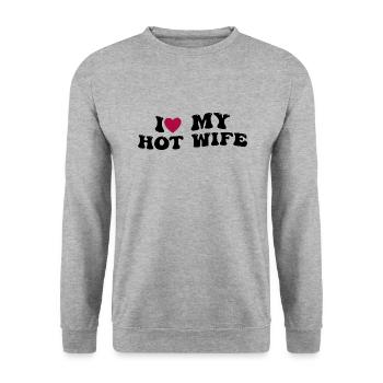 Love of my hot wife - Unisex Sweatshirt - salt & pepper - Front - Alina (178cm) & Michal (187cm)