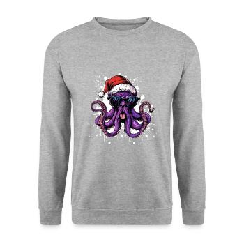 Oktopus Weihnachten Lustig - Unisex Pullover - Weißgrau meliert - Vorne - Alina (178cm) & Michal (187cm)