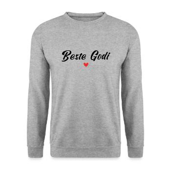 Beste Godi - Unisex Pullover - Weißgrau meliert - Vorne - Alina (178cm) & Michal (187cm)