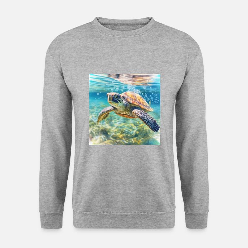 Schildkröte - Unisex Pullover - Weißgrau meliert
